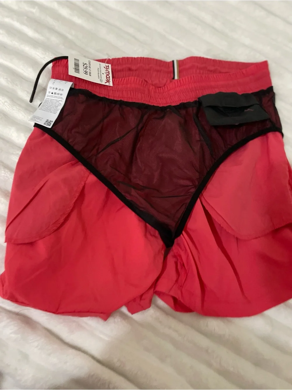 BOSS Men's Coral-Red Swim Trunks with Drawstring